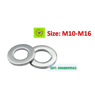 Long đen phẳng inox, vòng đệm phẳng inox 201,304,316 size M10-M16. combo 50 cái, DIN 125A