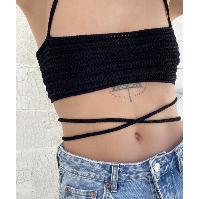 Áo 2 dây sọc nhiều màu len móc thủ công - HandMade
