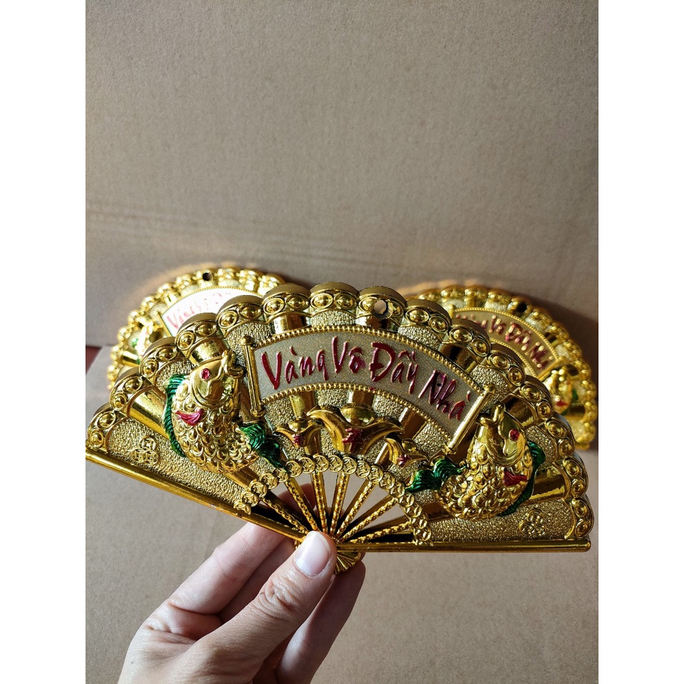 Quạt vàng, thần tài, trang trí oản tài lộc