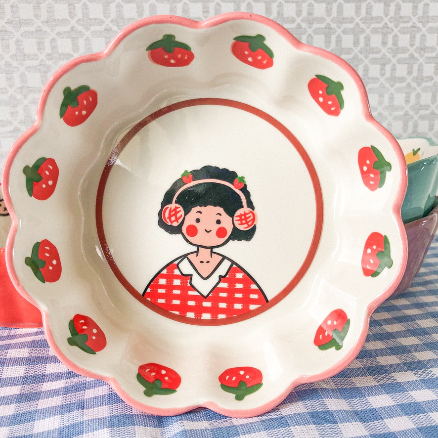 Combo Dĩa + Thố hình cô gái style Hàn Quốc