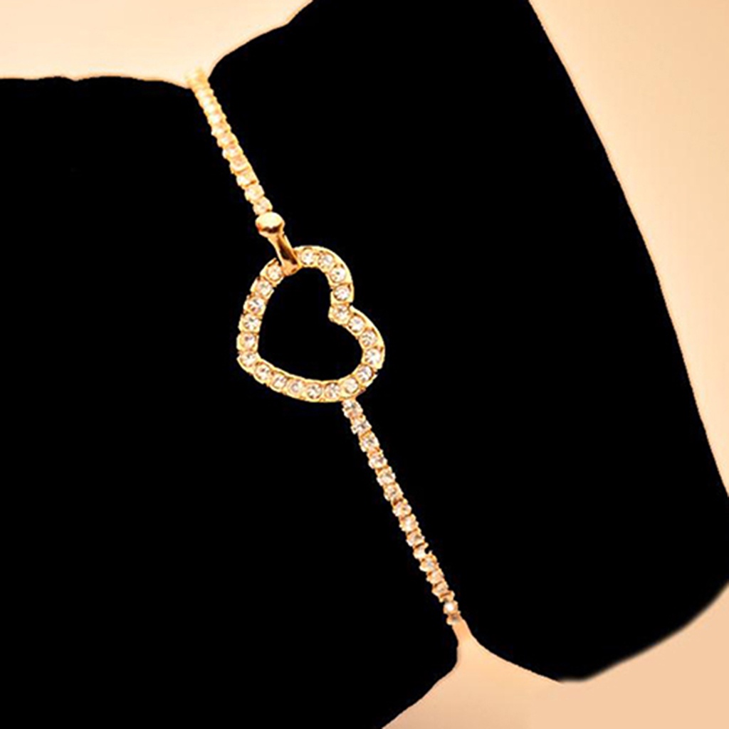 Vòng tay đính đá họa tiết hình trái tim xinh xắn cho nữ