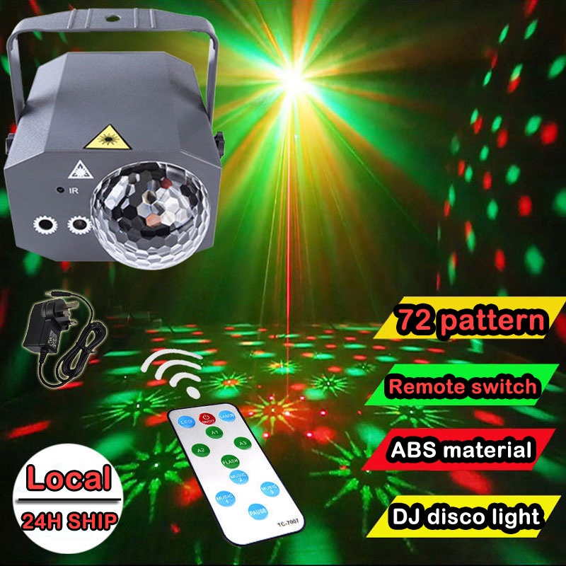 Đèn LED nháy theo nhạc kết hợp laser flash có điều khiển - đèn phòng bay chiếu ánh sáng laser
