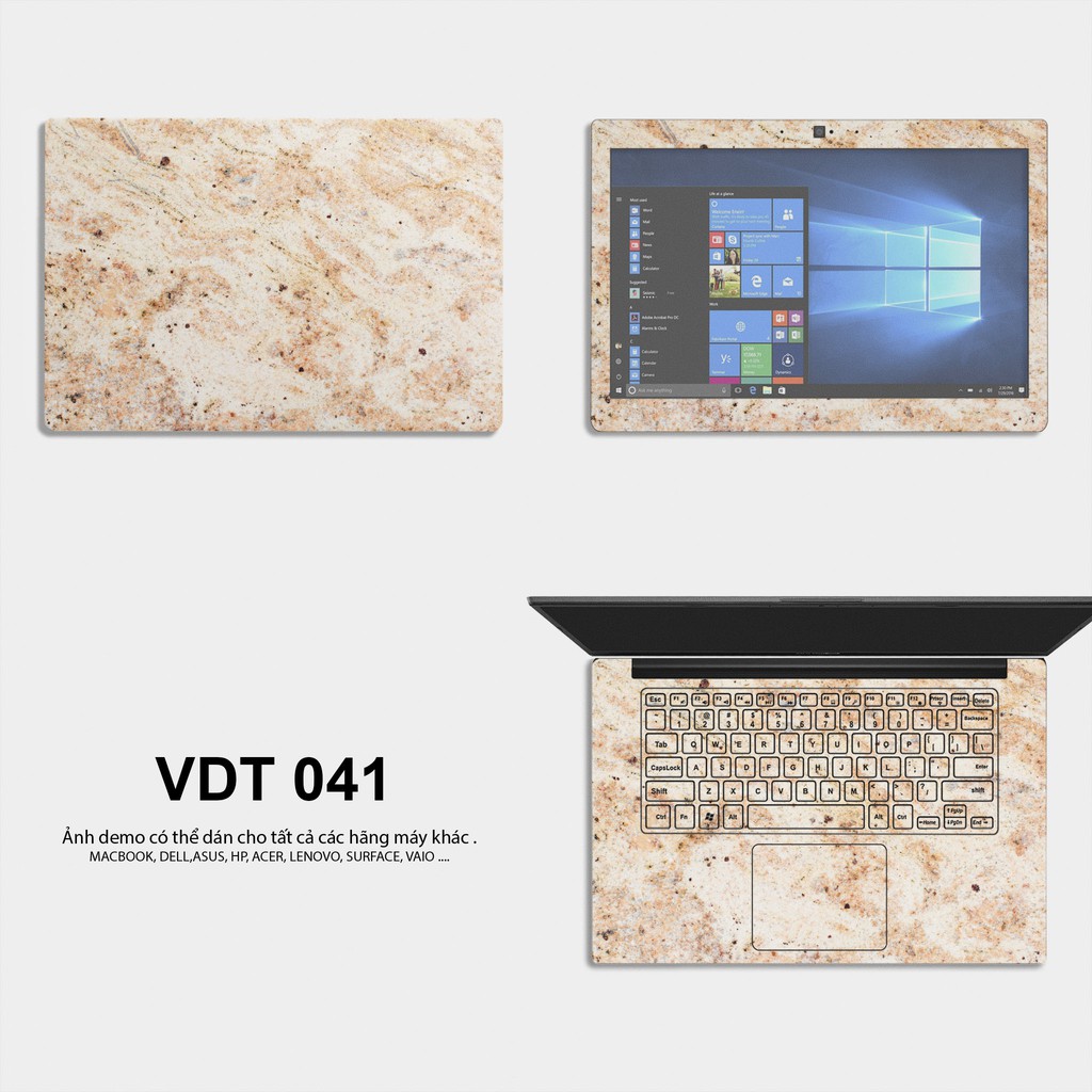 Miếng Dán Skin Laptop - Mẫu Vân Đá - Dán cho Dell, Hp, Asus, Lenovo, Acer, MSI, Surface,Vaio, Macbook