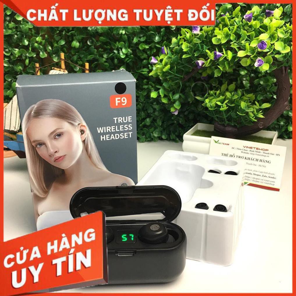 Tai nghe Bluetooth Kèm Sạc Dự Phòng Pin Cực Khủng AMOI F9 Pro true wireless  nút cảm ứng Pin 280 giờ Nút Su Kín Tai