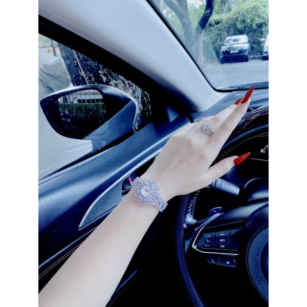 Đồng hồ đeo tay nữ, đồng hồ nữ Royal Crown nạm kim cương nhân tạo siêu cấp, sáng lấp lánh, full box sang chảnh cho nữ