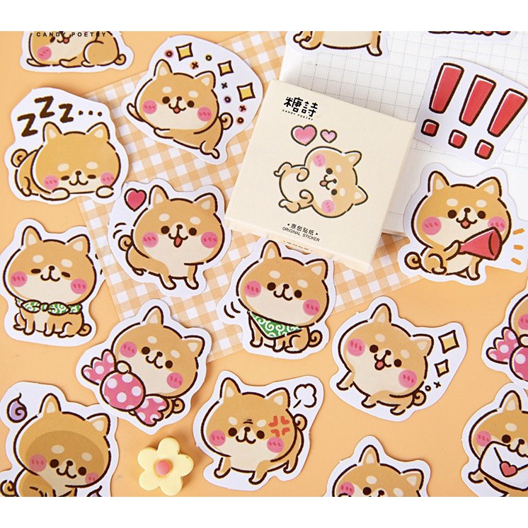 HỘP 45 STICKER THẾ GIỚI CORGI DỄ THƯƠNG TRANG TRÍ SỔ TAY  st07