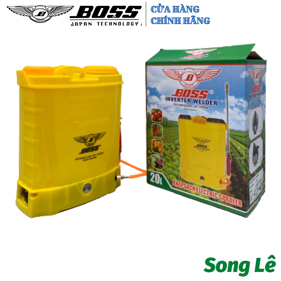 Bình Phun Thuốc Điện Boss Nhật 20L - 2 Bơm - 12v/12Ah