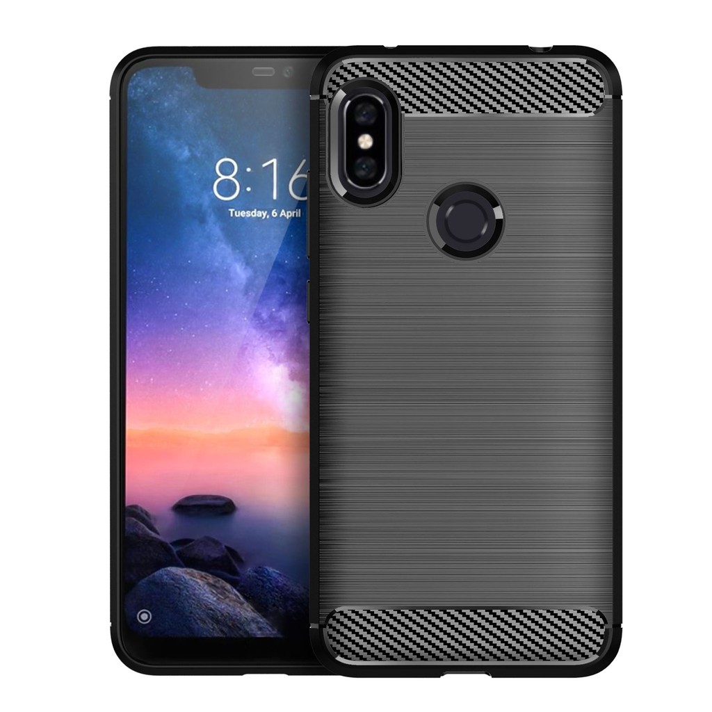 Ốp lưng Xiaomi Redmi Note 6 Pro, Ốp Carbon phay xước chống sốc chống vân tay cho Note 6 Pro