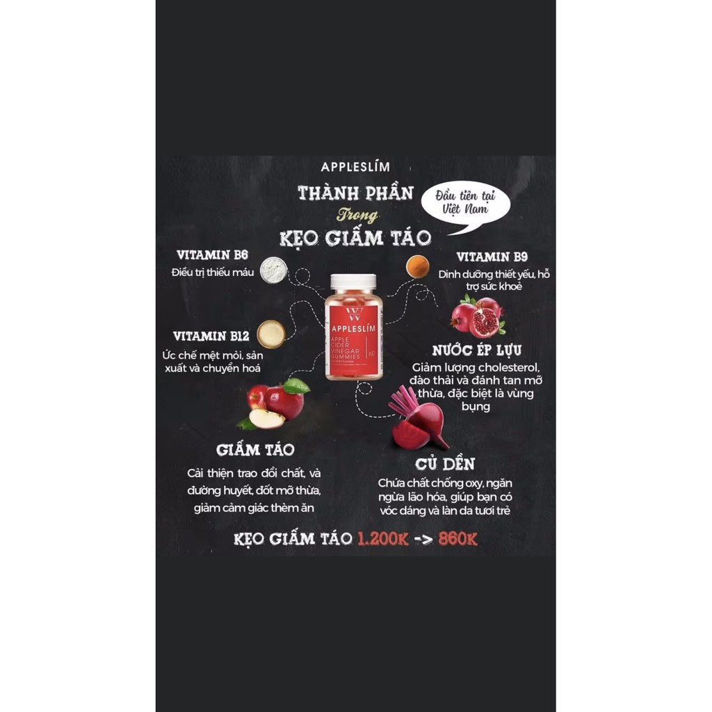 Kẹo Giấm Táo Appleslim hỗ trợ giữ dáng, đẹp da giá [SỐC] | BigBuy360 - bigbuy360.vn