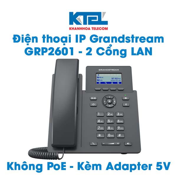 [Hỗ trợ lắp đặt Nha Trang] GRP2601 Điện thoại IP Grandstream - 2 Cổng LAN 100Mbps - Chính hãng, Bảo 