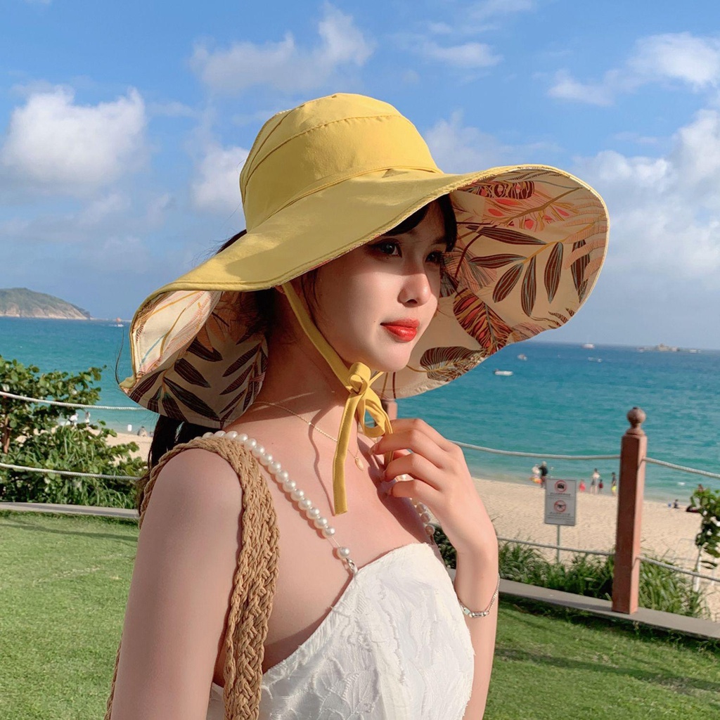 Mũ Rộng Vành Hở Chóp Có Thể Gấp Gọn Tiện Dụng Thời Trang Đi Biển Cho Nữ