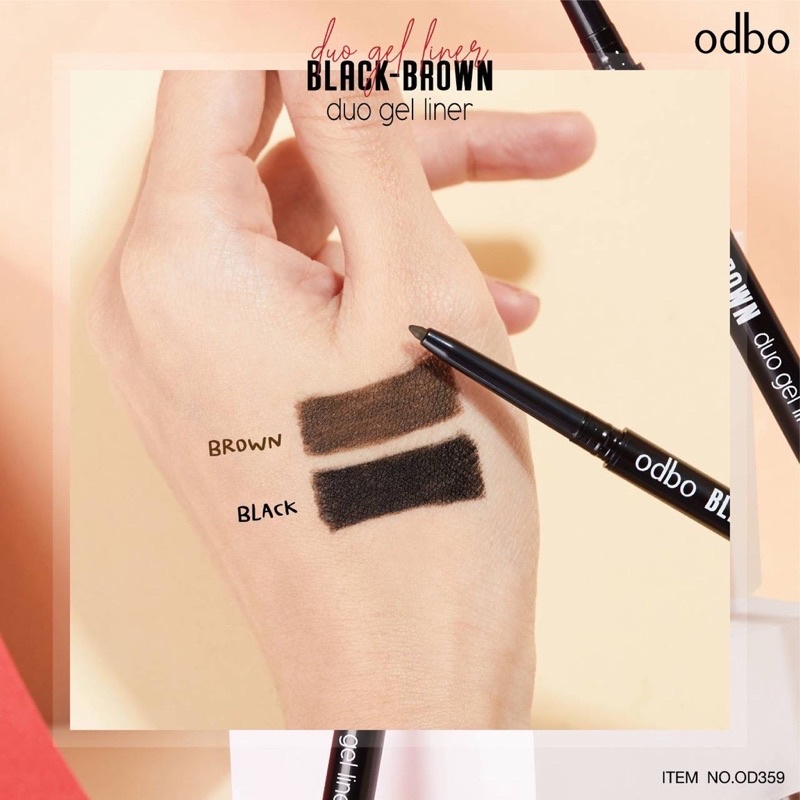 Chì kẻ mí mắt 2 đầu NÂU - ĐEN lâu trôi Odbo Duo Gel Line OD359