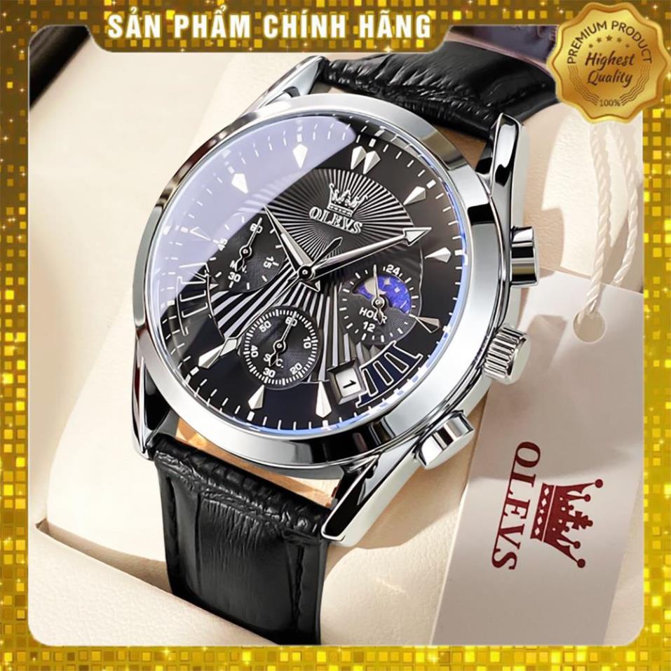 Đồng hồ nam chính hãng OLEVS 2876 dây da bò chống vô nước sâu hiệu ứng phát sáng
