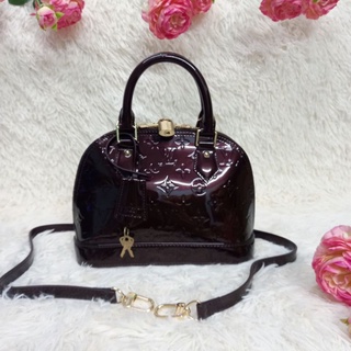 🤎hcm🤎 túi xách lv alma bb 24 vernis patent eather bag pre-owned pass