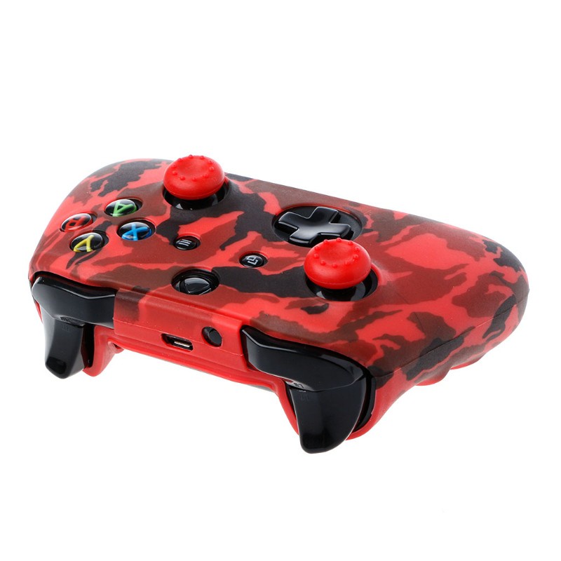 Bộ Vỏ Bọc Tay Cầm Chơi Game Xbox One X S Bằng Silicon Họa Tiết Rằn Ri + 2 Nút Bấm