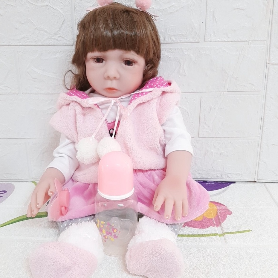 Búp Bê Tái Sinh Thân Nhựa Mềm Bé Gái 40 cm _ Body Full Silicone 16 inch Doll (Hàng tồn kho)