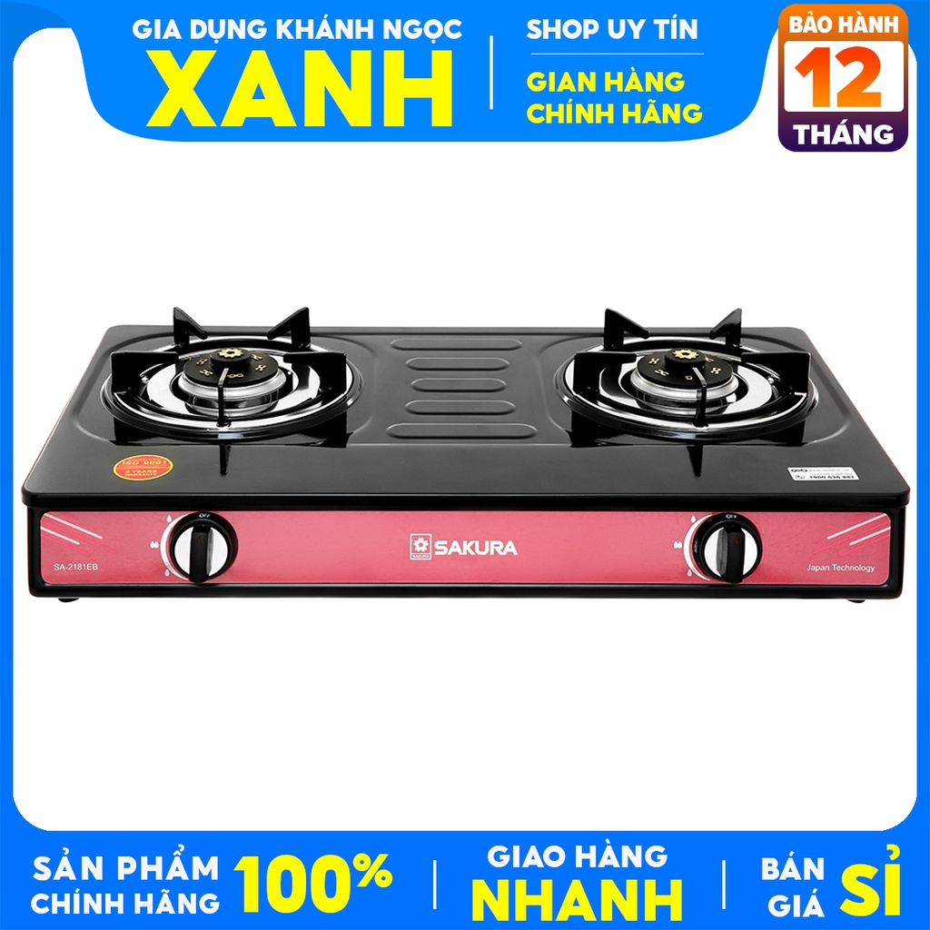 Bếp gas đôi Sakura SA-2181EB-Chính Hãng trưng bày 99%+Tặng dây gas- Mặt bếp Kim loại phủ men-Bảo Hành 12 Tháng