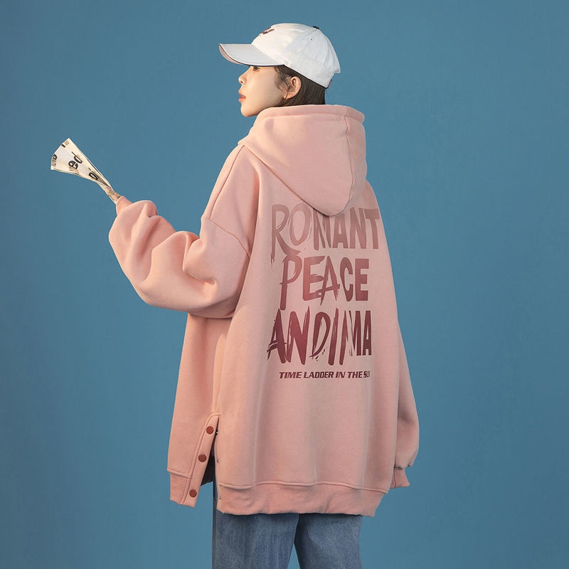 Áo Hoodie form rộng lót nhung dày dặn thời trang cho nữ