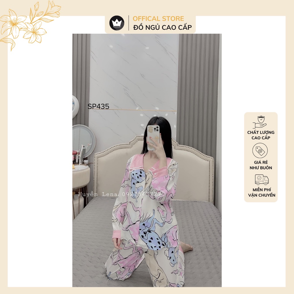 Đồ bộ pijama - bộ mặc nhà dài tay họa tiết sang chảnh,chất vải mịn màng,sang trọng | BigBuy360 - bigbuy360.vn