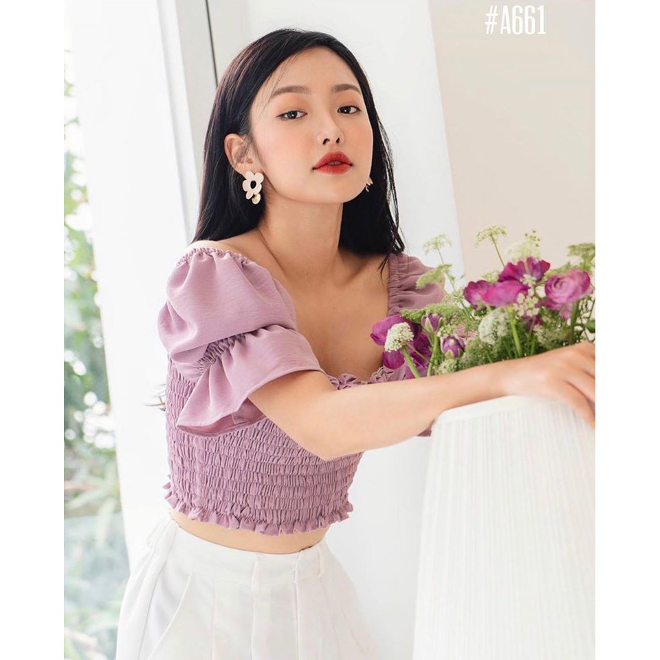 ÁO CROPTOP TÍM SIÊU HOT TREND SIÊU XINH🍀FREESHIP🍀 Chất đẹp - Giá tốt - Sản phẩm như hình