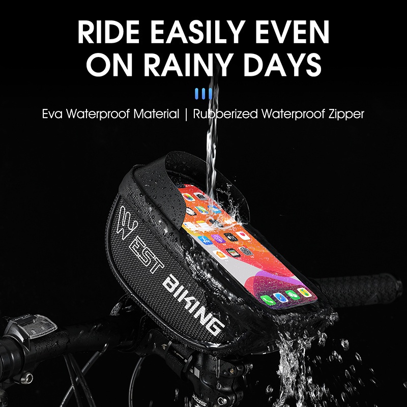 Túi đựng điện thoại WEST BIKING hỗ trợ chạm màn hình cảm ứng gắn khung trước xe đạp