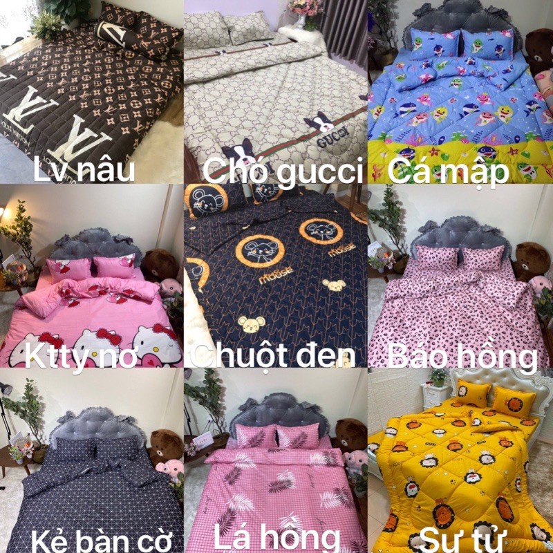 Bộ GA chun kèm 2 vỏ GỐI cotton POLY, giá xả kho. Khách được chọn mẫu