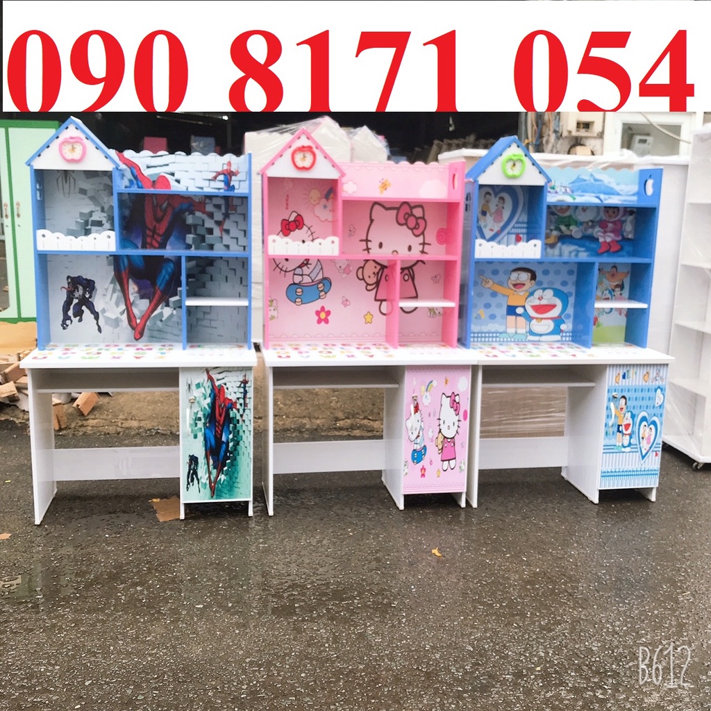 Bàn học sinh nhựa đài loan in 3D mẫu kitty doremon siêu nhân công chúa mới giá rẻ cho bé