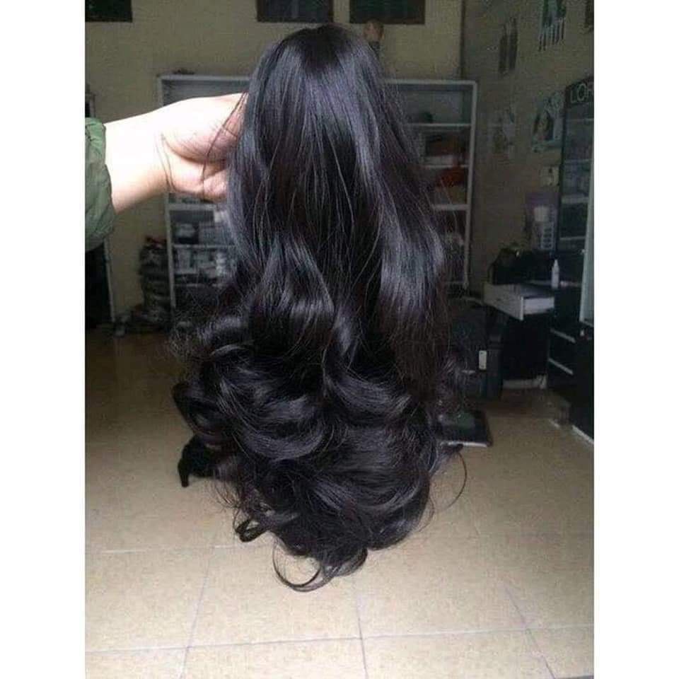 Đuôi tóc giả ngoạm xoăn sóng lửng 40cm . Hàng CAO CẤP tóc giả giống tóc thật. Loại dày N52
