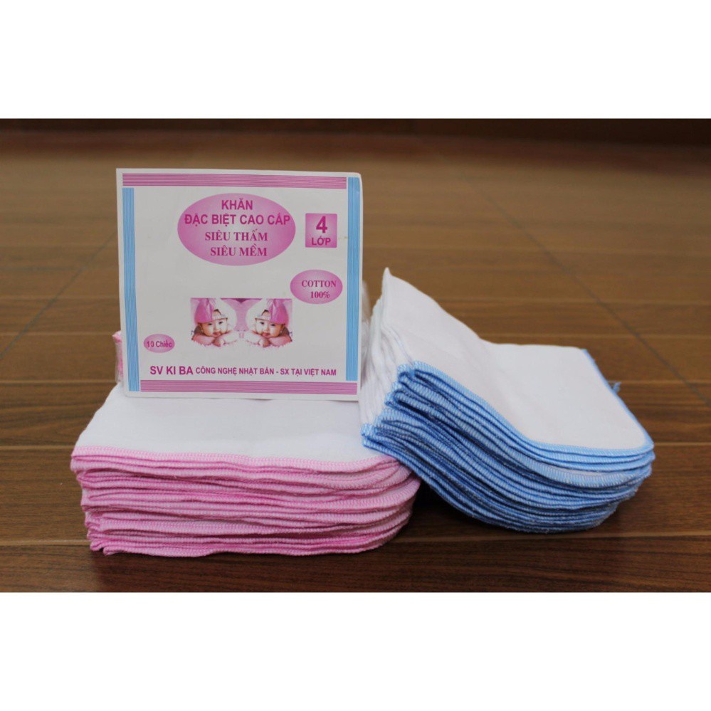 Set 10 khăn xô sữa Kiba siêu thấm, siêu mềm 2 lớp 3 lớp 4 lớp Kiến Baby Store