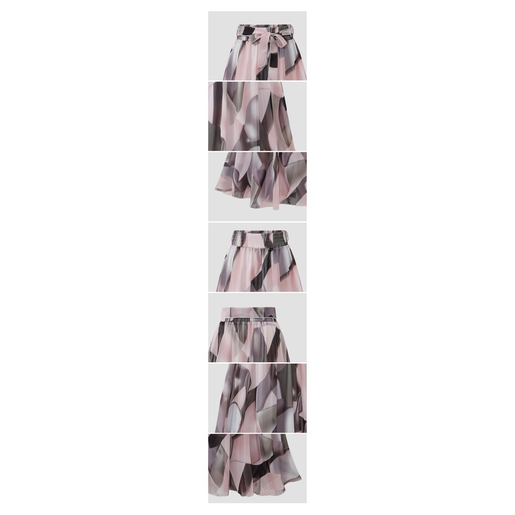 Summer High Waist Chiffon Floral-print Plus Size A-line Midi Skirt | BigBuy360 - bigbuy360.vn