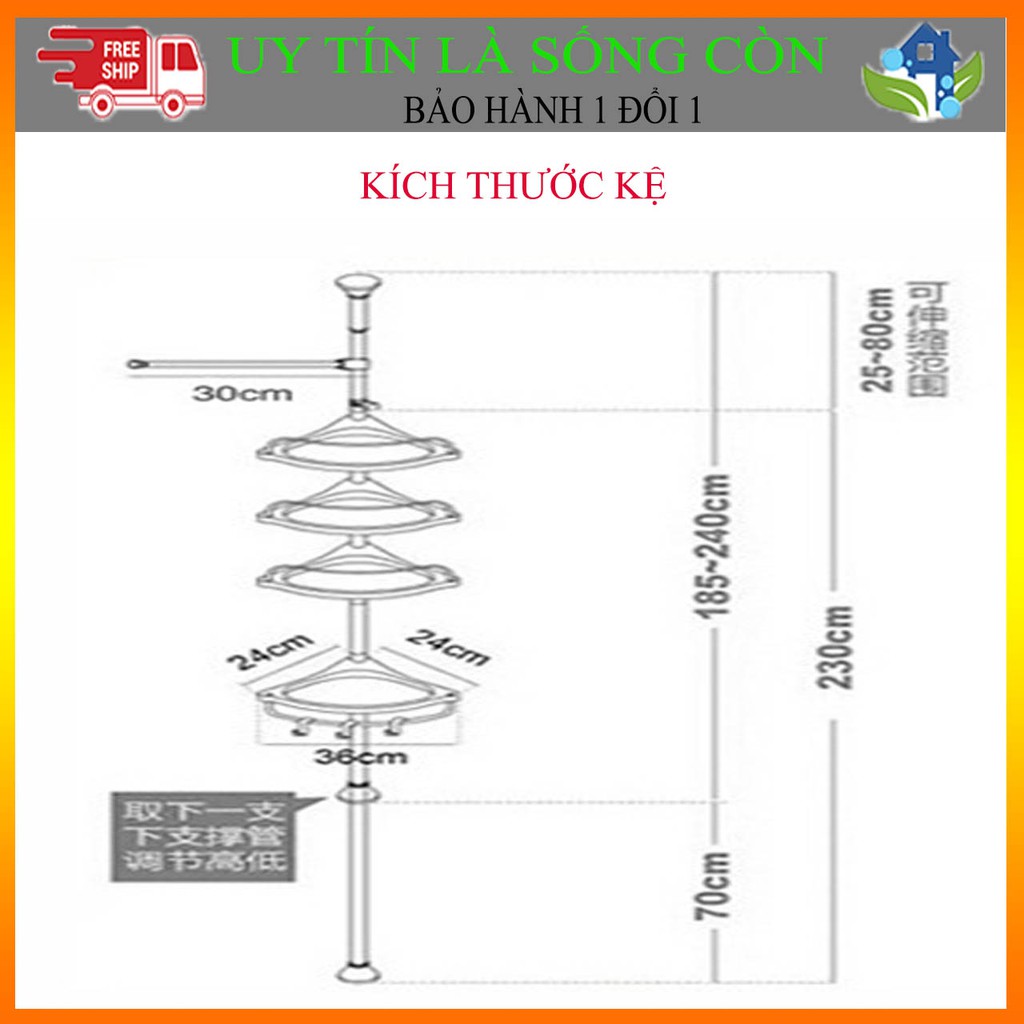 [CỰC KỲ TIỆN LỢI] Kệ nhà tắm không khoan không đục, bằng nhựa PP cao cấp để góc nhà tắm có nhiều giá treo