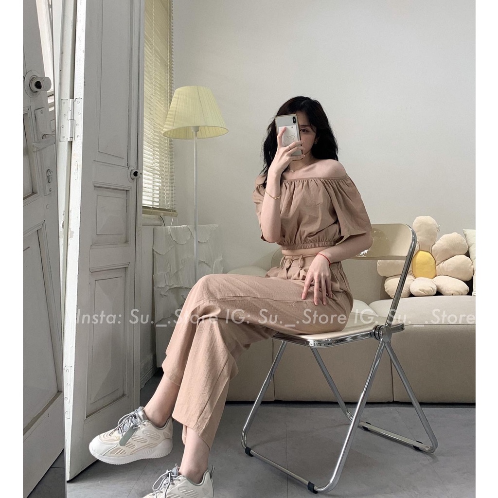 Set áo croptop trễ vai kèm quần culottes S313 SUSTORE