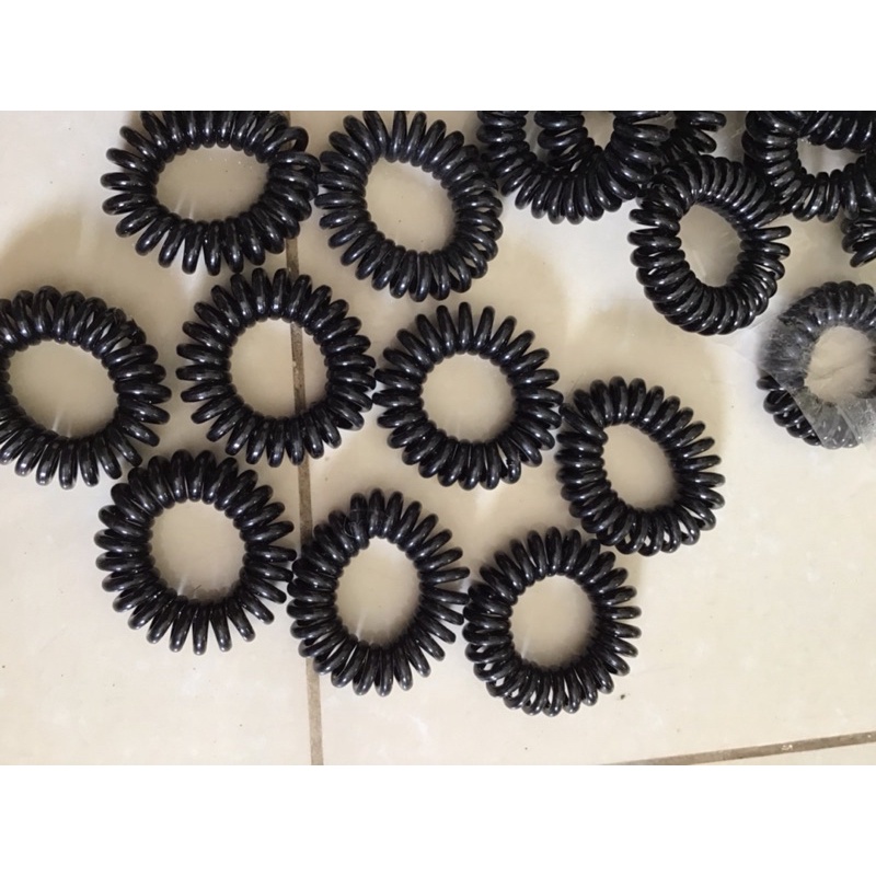 Dây buộc tóc lò xò màu đen, dây buộc tóc xoắn