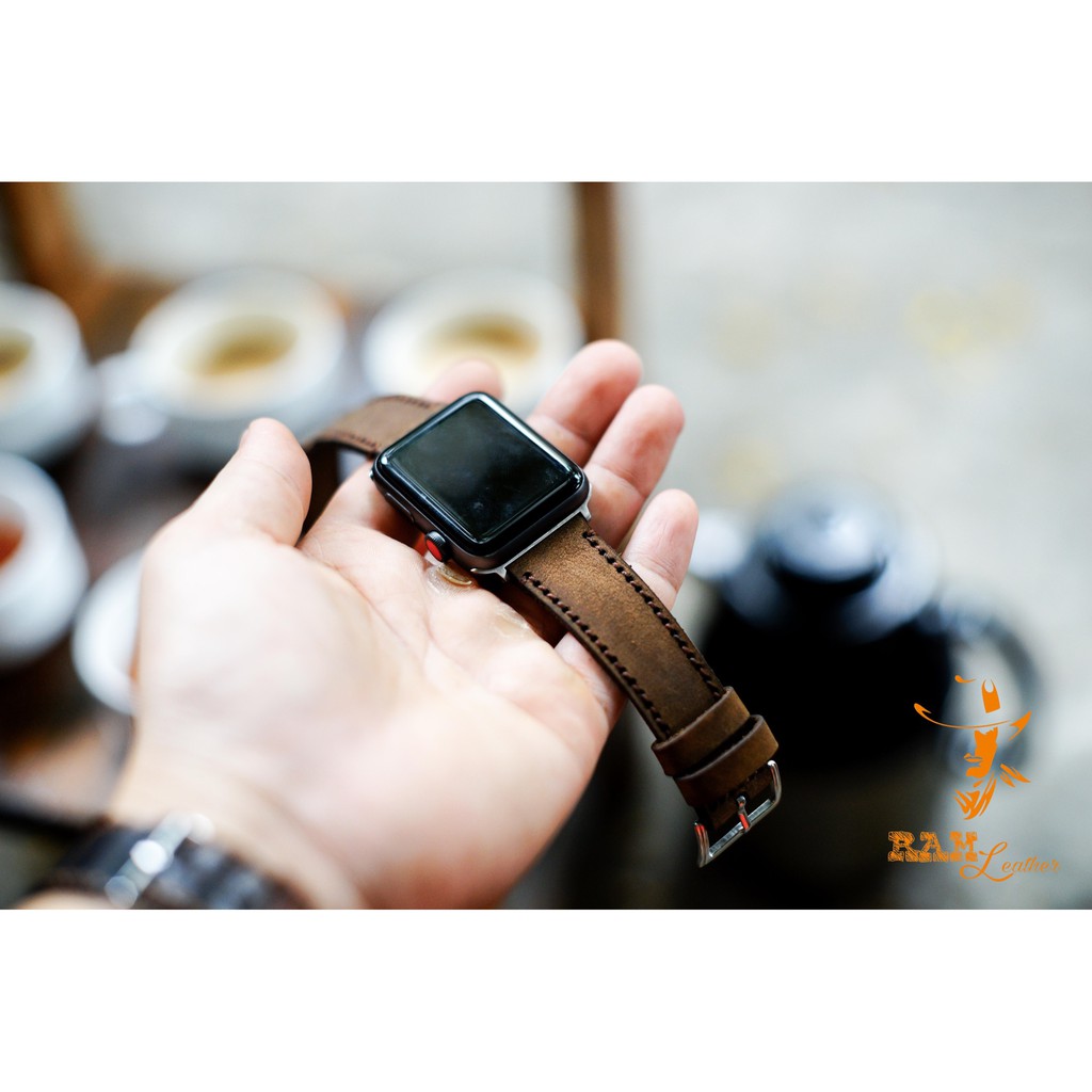 Dây đồng hồ Apple Watch , Iwatch , Iphone Watch Da Bò Thật By RAM Leather Bền Đẹp