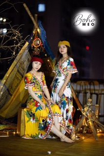 Đầm boho vintage viền cột eo xẻ tà ❤️❤️❤️❤️