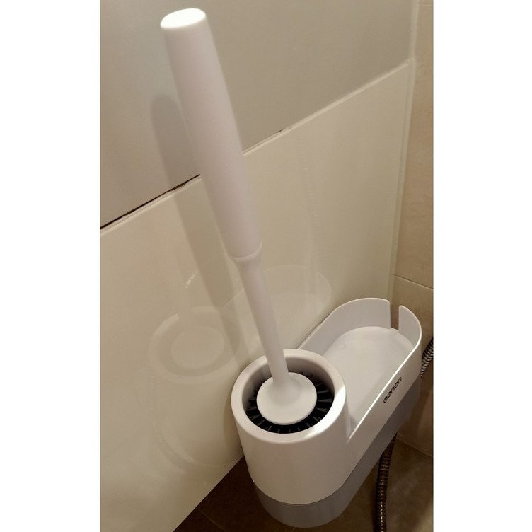 Bộ Chổi Cọ Nhà Vệ Sinh Cao Cấp Có Ngăn Để Đồ Toilet Lắp Đặt Dính Tường, Cây Chổi Cọ Vệ Sinh OENON