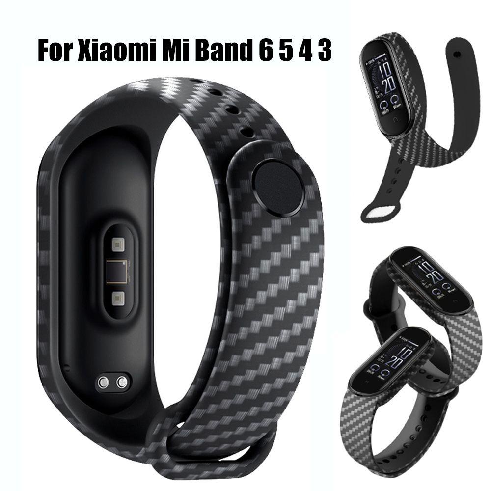 Dây Đeo Thay Thế Bằng Sợi Carbon TPU Cho Xiaomi Mi Band 6 5 4 3