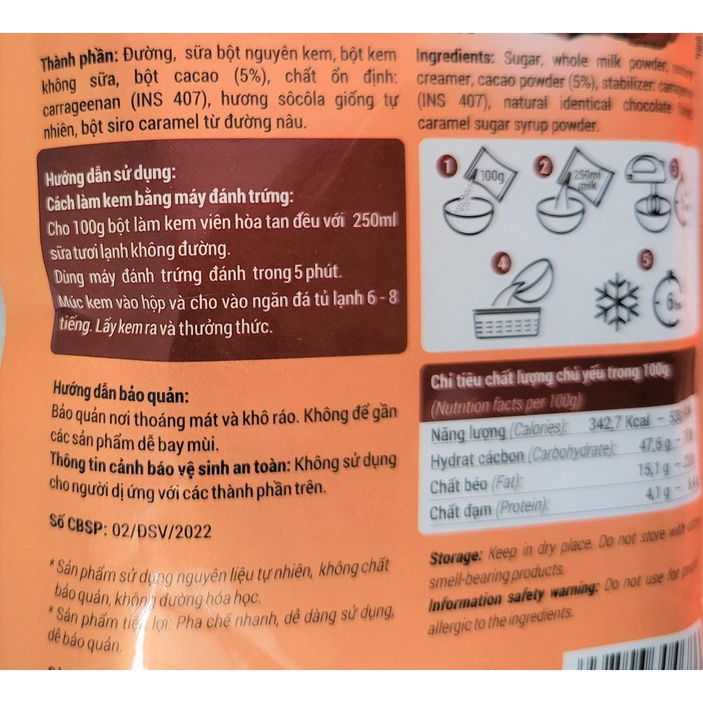 [Gói 100g – SÔ CÔ LA ] BỘT LÀM KEM VIÊN [VN] BENUSCREAM Chocolate Ice Cream Scoop Mix