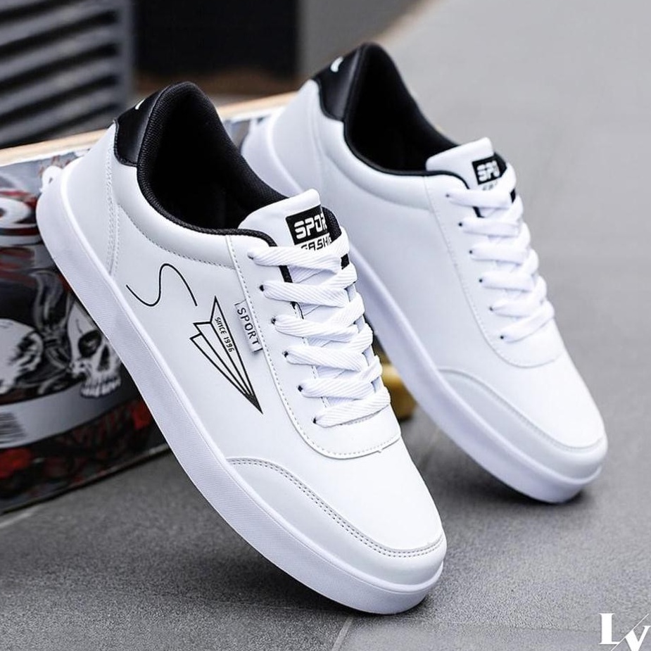 Giày nam sneaker thời trang trẻ trung, 2 màu trắng và đen dễ phối đồ - Giày thể thao nam sneaker hot trend 2022