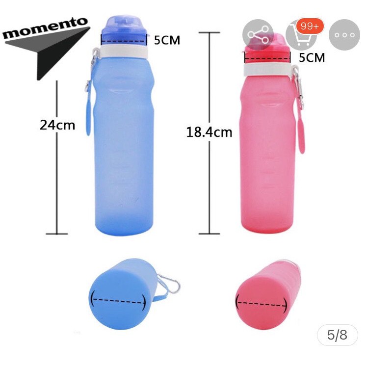 Silicone Bình Nước Silicon Có Thể Gấp Gọn Tiện Dụng Mang Theo Du Lịch 500ml