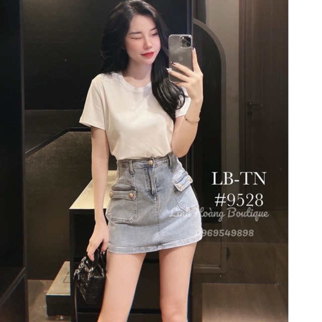 CHÂN VÁY BÒ TÚI NẮP DÁNG MINI HOTTREND QUẢNG CHÂU MS26661