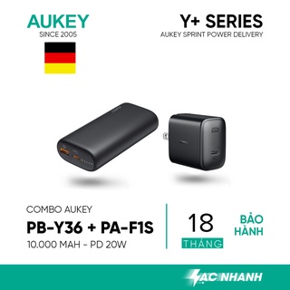 Combo AUKEY Pin PB-Y36 Tesla 10.000 mAh + Cốc Sạc Nhanh PA-F1S Power Delivery 20W