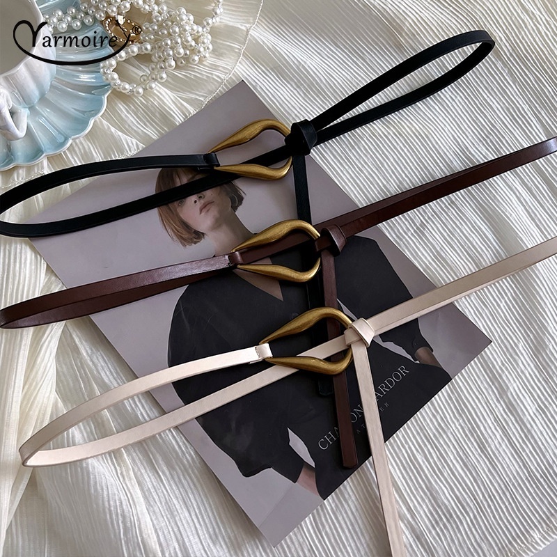 Thắt Lưng Da PU Mỏng Khóa Kim Loại Thời Trang Cho Nữ