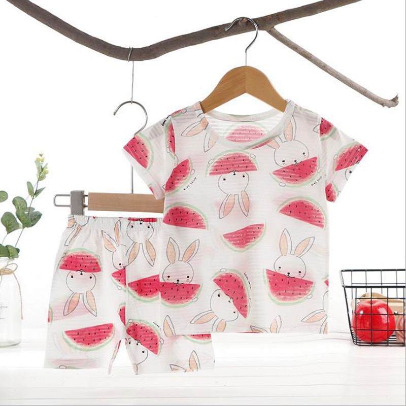 Bộ Đồ Cotton Cộc Tay Sợi Tre Mặc Hè Chất Đẹp Cho Bé