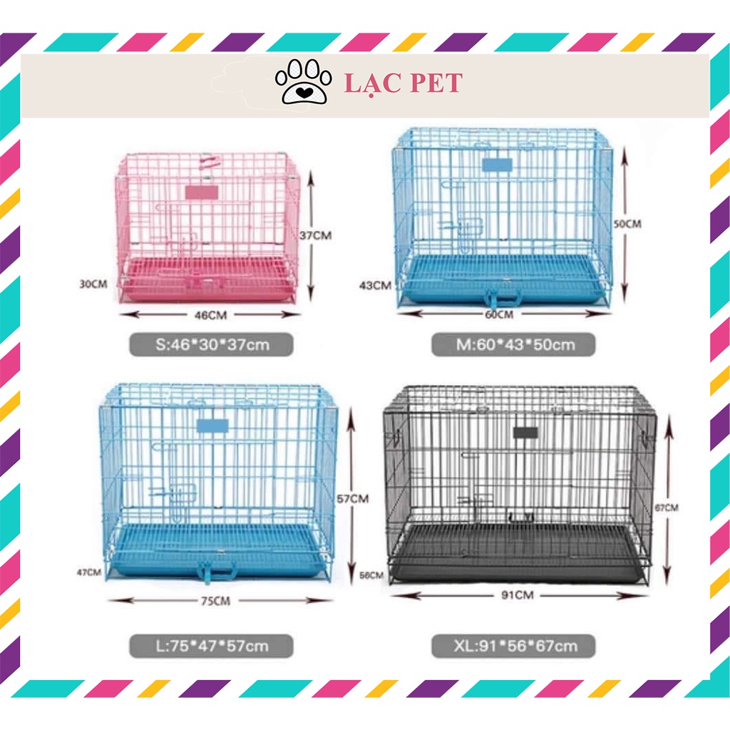 Chuồng lồng NAN DÀY - 2 CỬA KÈM KHAY - sơn tĩnh điện cho chó mèo - Tiện lợi, gọn gàng cho boss nhà mình