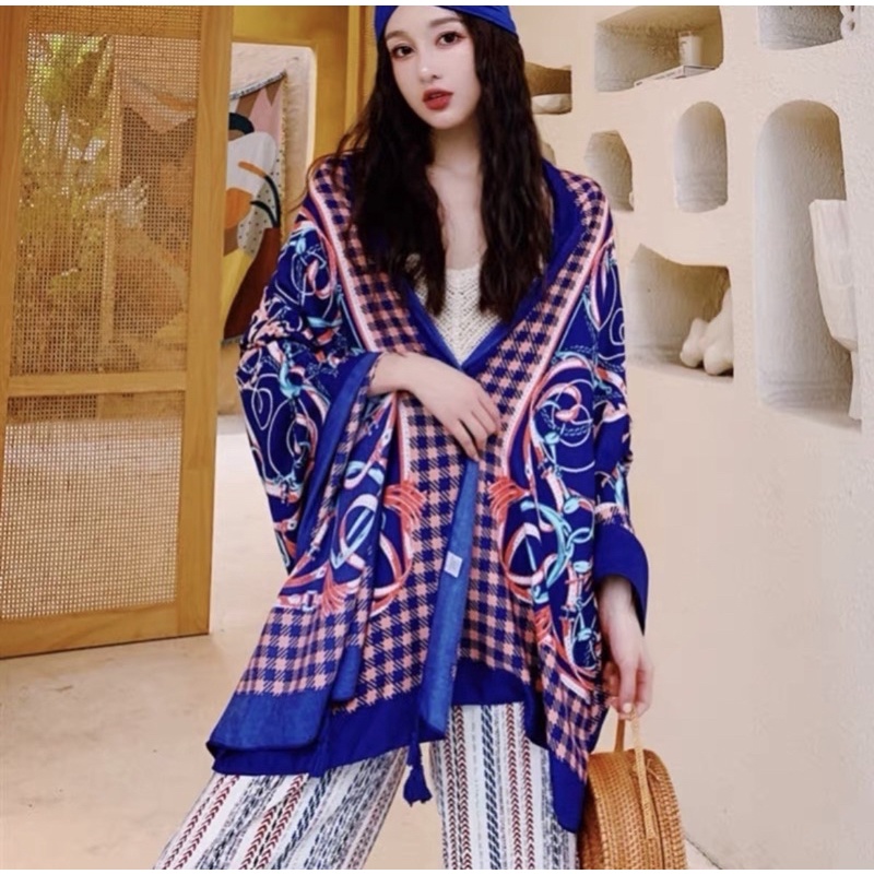 Khăn choàng cổ du lịch in hoa văn size 90x180cm