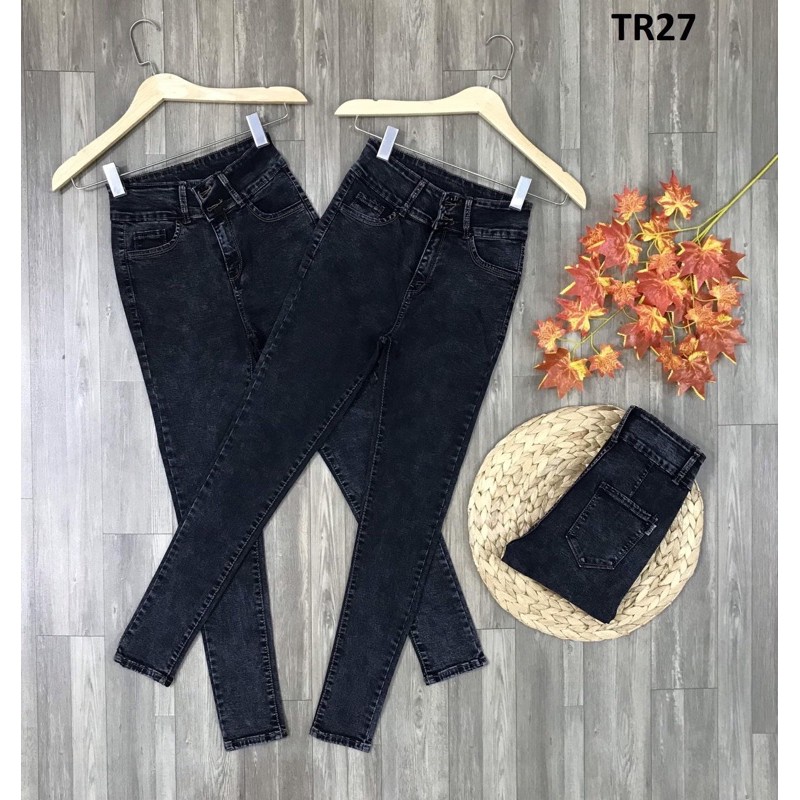 Quần Jeans Nữ Lưng Siêu Cao màu Xám đen