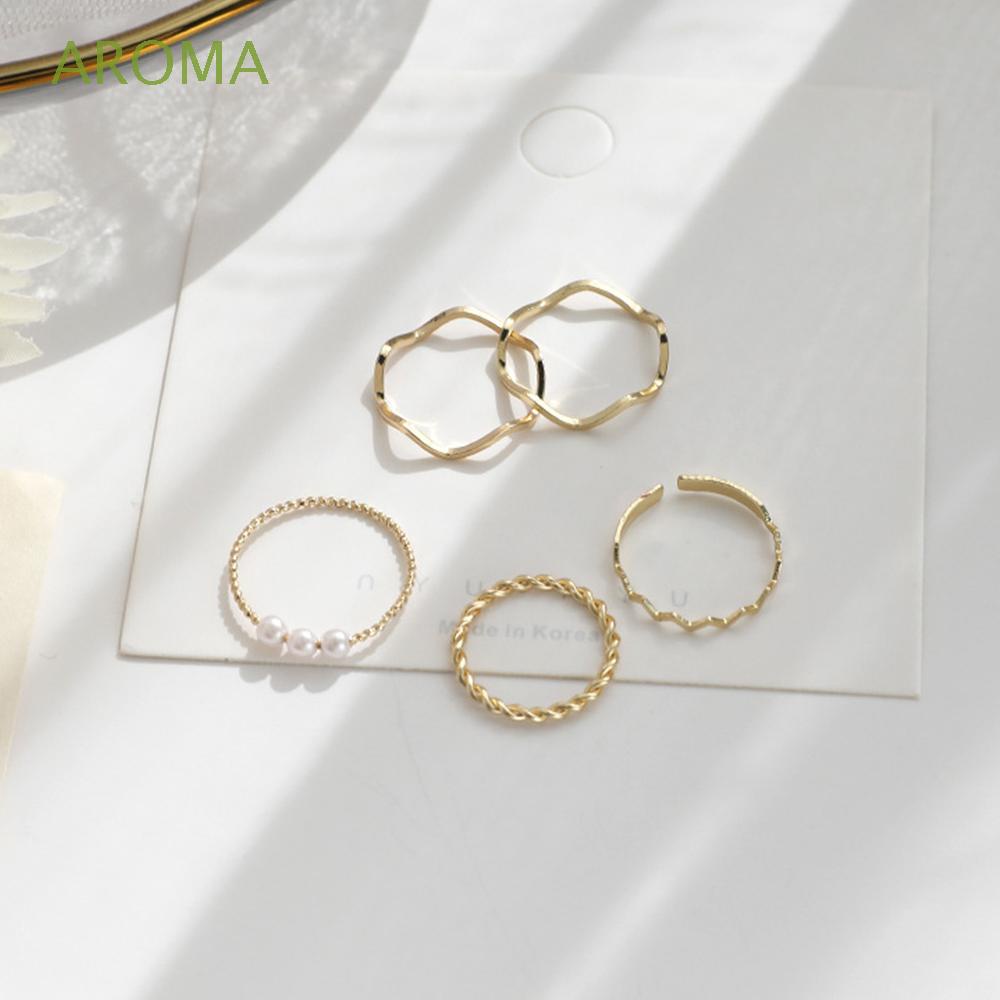 Bộ Nhẫn Tròn Đơn Giản Cá Tính Thời Trang Cho Nữ