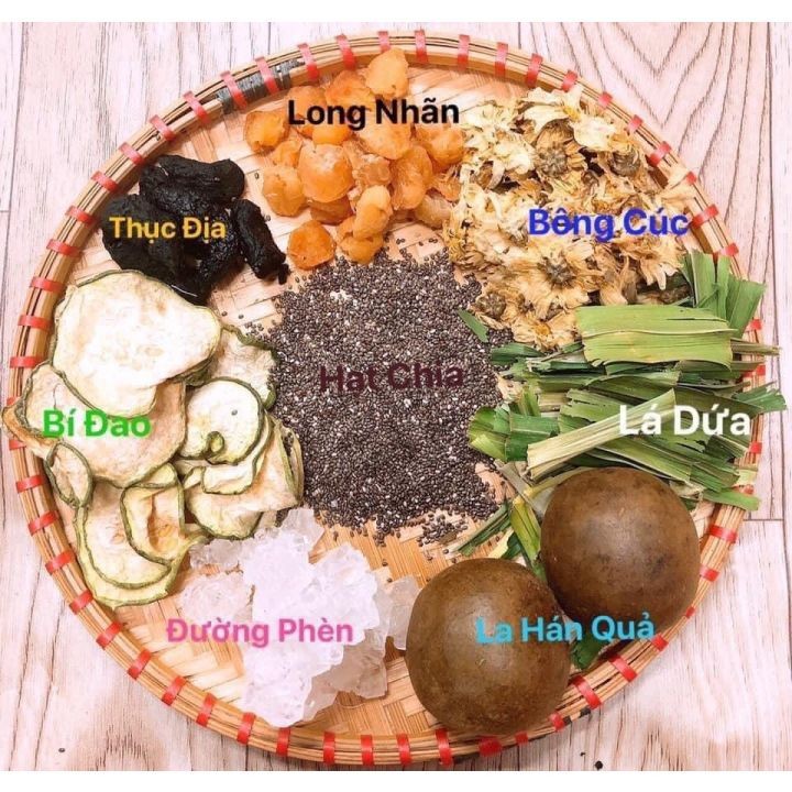 Nguyên liệu nấu 5 lít trà bí đao la hán hoa cúc - thanh nhiệt dưỡng thần