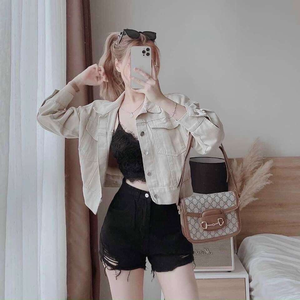 QUẦN SHORT ĐÙI JEANS NỮ LƯNG CAO RÁCH CÀO LAI TUA MÀU ĐEN MÀU TRẮNG MÁT MẺ CÁ TÍNH THỜI THƯỢNG HADI